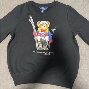 Ralph Lauren Black Sweatshirt with Skiing Bear Graphic SOLD